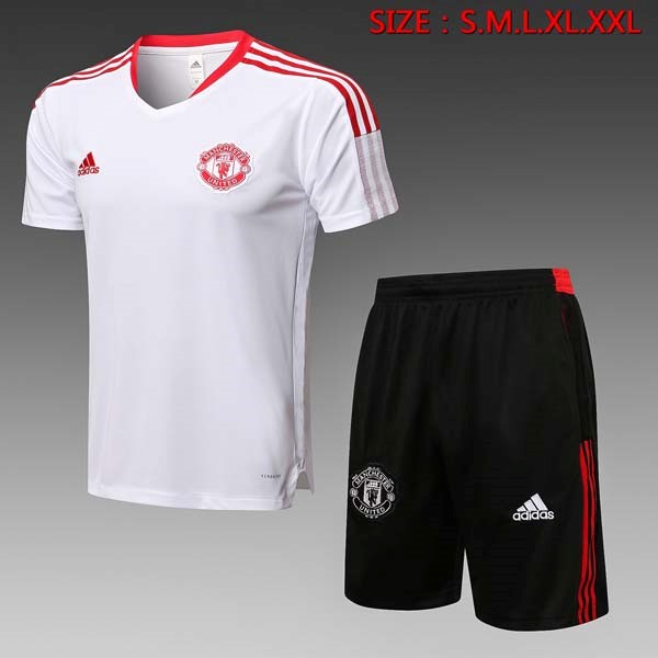 Entrenamiento Manchester United Conjunto Completo 2022 Blanco Negro